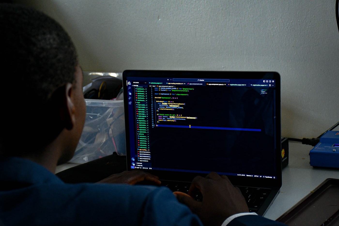 A freelancer working on a laptop in Nairobi, Kenya